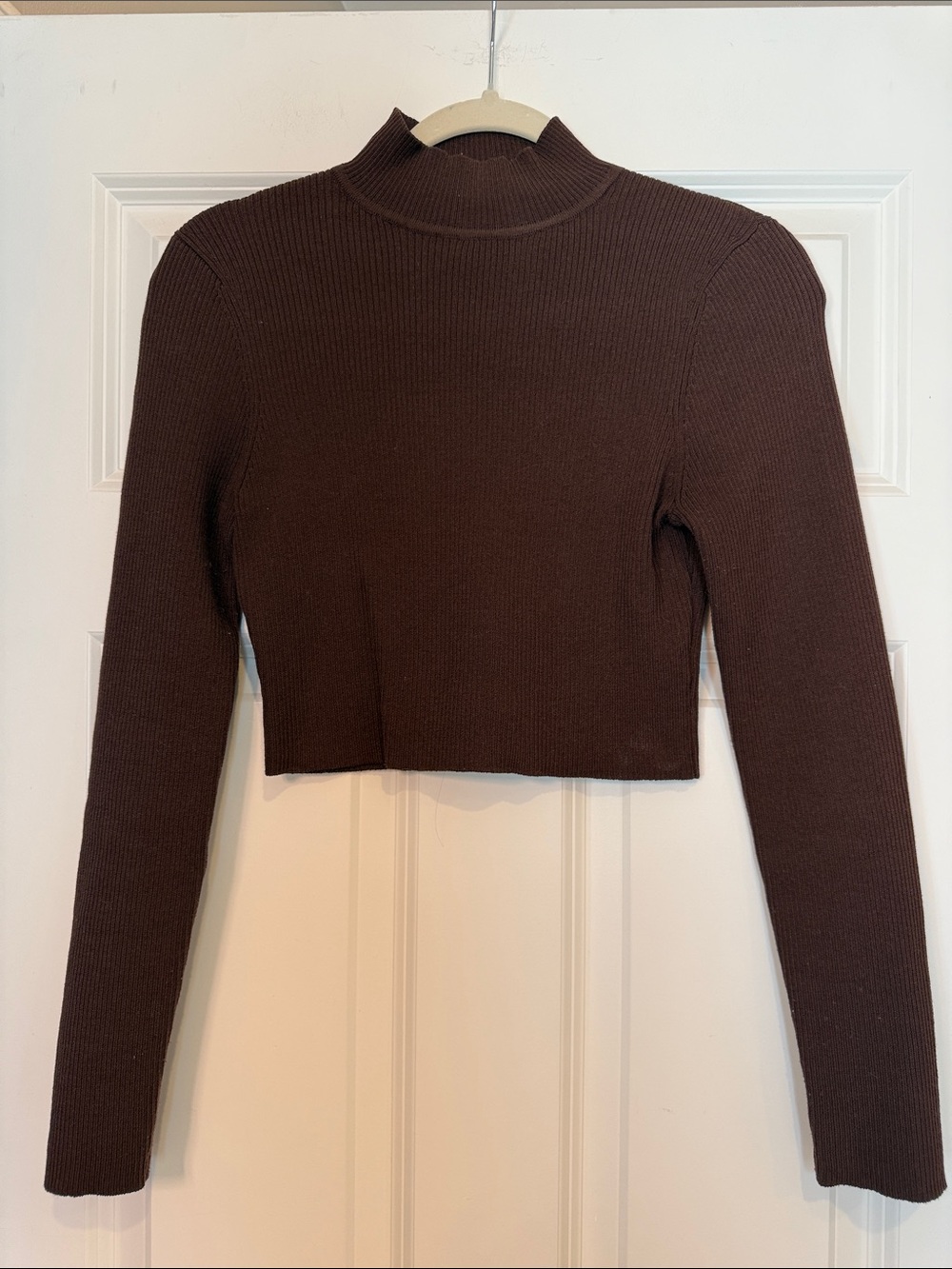 Divided Cropped Ribbed Sweater